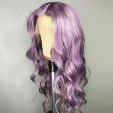 Load image into Gallery viewer, Luxury Remy Wavy Purple Lilac Lavender 100% Human Hair Swiss 13x4 Lace Front Wig Wavy Colourful U-Part, 360 or Full Lace Upgrade Available