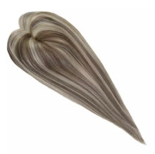 Load image into Gallery viewer, Luxury Human Hair Topper Ombre Balayage 13*13cm Remy Hair Piece With Clips 120% Density Crown Hair Ash Blonde Brown Mono