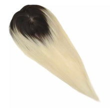 Load image into Gallery viewer, Luxury Human Hair Topper Ombre Balayage 13*13cm Remy Hair Piece With Clips 120% Density Crown Hair Ash Blonde Brown Mono