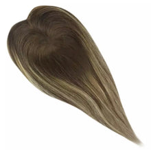 Load image into Gallery viewer, Luxury Human Hair Topper Ombre Balayage 13*13cm Remy Hair Piece With Clips 120% Density Crown Hair Ash Blonde Brown Mono