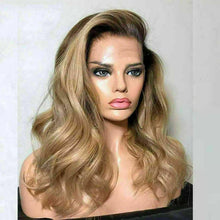 Load image into Gallery viewer, Luxury Remy Wavy Ombre Ash Honey Blonde 100% Human Hair Swiss 13x4 Lace Front Glueless Wig U-Part, 360 or Full Lace Upgrade Available