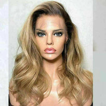 Load image into Gallery viewer, Luxury Remy Wavy Ombre Ash Honey Blonde 100% Human Hair Swiss 13x4 Lace Front Glueless Wig U-Part, 360 or Full Lace Upgrade Available