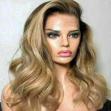 Load image into Gallery viewer, Luxury Remy Wavy Ombre Ash Honey Blonde 100% Human Hair Swiss 13x4 Lace Front Glueless Wig U-Part, 360 or Full Lace Upgrade Available