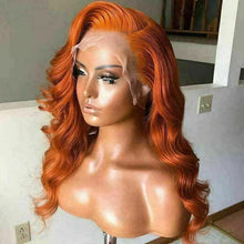 Load image into Gallery viewer, Luxury Brazilian Remy Wavy Orange Body Wave 100% Human Hair Swiss 13x4 Lace Front Glueless Wig Colouful U-Part or Full Lace Upgrade Available