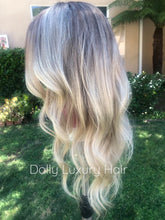 Load image into Gallery viewer, Luxury Balayage Highlight Ash Blonde 100% Human Hair Swiss 13x4 Lace Front Glueless Wig Wavy  U-Part, 360 or Full Lace Upgrade Available