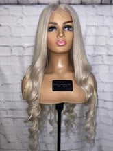 Load image into Gallery viewer, Luxury Icy Platinum Bleach Blonde 100% Human Hair Swiss 13x4 Lace Front Glueless Wig Wavy U-Part, 360 or Full Lace Upgrade Available 2021