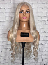 Load image into Gallery viewer, Luxury Icy Platinum Bleach Blonde 100% Human Hair Swiss 13x4 Lace Front Glueless Wig Wavy U-Part, 360 or Full Lace Upgrade Available 2021