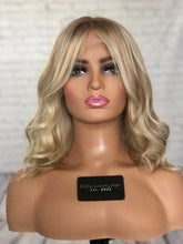 Load image into Gallery viewer, Luxury Honey Platinum Blonde Balayage Highlight 100% Human Hair Swiss 13x4 Lace Front Wig U-Part, 360 or Full Lace Upgrade Available 2021