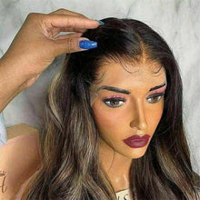 Load image into Gallery viewer, Luxury Remy Ombre Dark Brown 100% Human Hair Swiss 13x4 Lace Front Glueless Wig Bob Balayage Highlight U-Part, 360 or Full Lace Upgrade Available