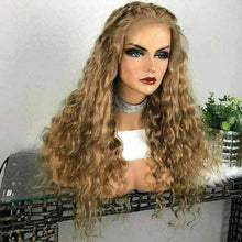 Load image into Gallery viewer, Luxury Remy Dark Golden Blonde Deep Wave 100% Human Hair Swiss 13x4 Lace Front Glueless Wig U-Part, 360 or Full Lace Upgrade Available