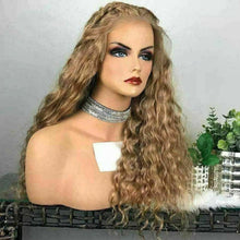 Load image into Gallery viewer, Luxury Remy Dark Golden Blonde Deep Wave 100% Human Hair Swiss 13x4 Lace Front Glueless Wig U-Part, 360 or Full Lace Upgrade Available