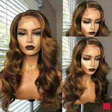 Load image into Gallery viewer, Luxury Ombre Golden Brown 100% Human Hair Swiss 13x4 Lace Front Wig Highlight Balayage Highlight U-Part, 360 or Full Lace Upgrade Available