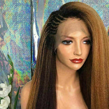 Load image into Gallery viewer, Luxury Kinky Straight Ombre Auburn Brown 100% Human Hair Swiss 13x4 Lace Front Glueless Wig U-Part, 360 or Full Lace Upgrade Available