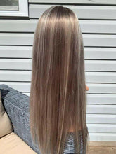Load image into Gallery viewer, Luxury Balayage Highlight Platinum Ash Blonde 100% Human Hair Swiss 13x4 Lace Front Glueless Wig  U-Part or Full Lace Upgrade Available