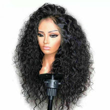Load image into Gallery viewer, Luxury Deep Wave Curly Black 100% Human Hair Swiss 13x4 Lace Front Glueless Wig #1B U-Part, 360 or Full Lace Upgrade Available