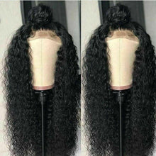 Load image into Gallery viewer, Luxury Deep Wave Curly Black 100% Human Hair Swiss 13x4 Lace Front Glueless Wig #1B U-Part, 360 or Full Lace Upgrade Available