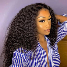 Load image into Gallery viewer, Luxury Remy Kinky Curly Black 100% Human Hair Swiss 13x4 Lace Front Glueless Wig Black #1B U-Part, 360 or Full Lace Upgrade Available