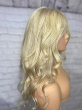 Load image into Gallery viewer, Luxury Light Ash Blonde Balayage 100% Human Hair Swiss 13x4 Lace Front Glueless Wig Wavy U-Part, 360 or Full Lace Upgrade Available
