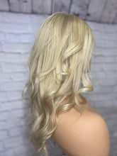 Load image into Gallery viewer, Luxury Light Ash Blonde Balayage 100% Human Hair Swiss 13x4 Lace Front Glueless Wig Wavy U-Part, 360 or Full Lace Upgrade Available