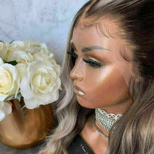 Load image into Gallery viewer, Luxury Brazilian Remy Ash Blonde Ombre 100% Human Hair Swiss 13x4 Lace Front Glueless Wig Wavy U-Part, 360 or Full Lace Upgrade Available