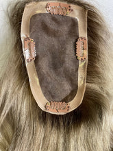 Load image into Gallery viewer, Luxury Dark Ash Blonde Human Hair Body Wave Topper Wig For Women 8*15cm Breathable MONO PU Base With Clip In Hair Toupee Hair Piece 130%