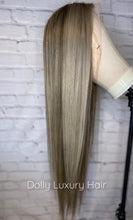 Load image into Gallery viewer, Luxury Balayage Highlight Ash Blonde 100% Human Hair Swiss 13x4 Lace Front Glueless Wig Wavy  U-Part, 360 or Full Lace Upgrade Available