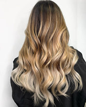 Load image into Gallery viewer, Luxury Warm Caramel Blonde Balayage Money Pieces 100% Human Hair Swiss 13x4 Lace Front Wig Wavy U-Part, 360 or Full Lace Upgrade Available