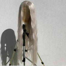 Load image into Gallery viewer, Luxury Ice Blonde Platinum White Wavy Transparent 100% Human Hair Swiss 13x4 Lace Front Glueless Wig U-Part or Full Lace Upgrade Available