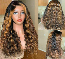 Load image into Gallery viewer, Luxury Curly Ombre 100% Human Hair Swiss 13x4 Lace Front Glueless Wig Auburn Brown Color #30 U-Part, 360 or Full Lace Upgrade Available
