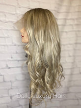 Load image into Gallery viewer, Luxury Balayage Highlight Ash Blonde 100% Human Hair Swiss 13x4 Lace Front Glueless Wig Wavy U-Part, 360 or Full Lace Upgrade Available