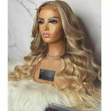 Load image into Gallery viewer, Luxury Brazilian Remy Ash Blonde Ombre 100% Human Hair Swiss 13x4 Lace Front Glueless Wig Wavy U-Part, 360 or Full Lace Upgrade Available