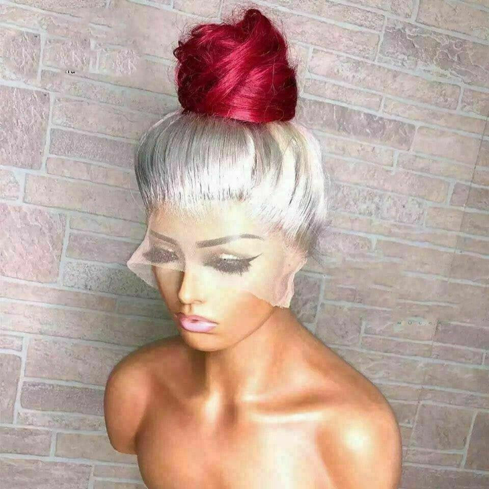 Luxury Ice Blonde Hot Pink Ombre 100% Human Hair Swiss 13x4  display picture 2