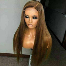 Load image into Gallery viewer, Luxury Special Ash Brown Blonde Remy Straight 100% Human Hair Swiss 13x4 Lace Front Glueless Wig U-Part, 360 or Full Lace Upgrade Available