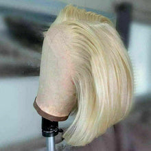 Load image into Gallery viewer, Luxury Remy Platinum Blonde #613 Bob 100% Human Hair Swiss 13x4 Lace Front Glueless Wig Short U-Part, 360 or Full Lace Upgrade Available
