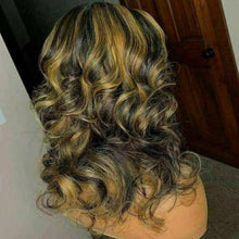 Load image into Gallery viewer, Luxury Wavy Balayage Highlight Brown 100% Human Hair Swiss 13x4 Lace Front Glueless Wig Bob U-Part, 360 or Full Lace Upgrade Available