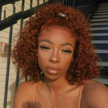 Load image into Gallery viewer, Luxury Remy Curly Auburn #30 100% Human Hair Swiss 13x4 Lace Front Glueless Wig Ginger Brown U-Part, 360 or Full Lace Upgrade Available