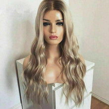 Load image into Gallery viewer, Luxury Brazilian Remy Wavy Ash Blonde Ombre 100% Human Hair Swiss 13x4 Lace Front Glueless Wig U-Part, 360 or Full Lace Upgrade Available