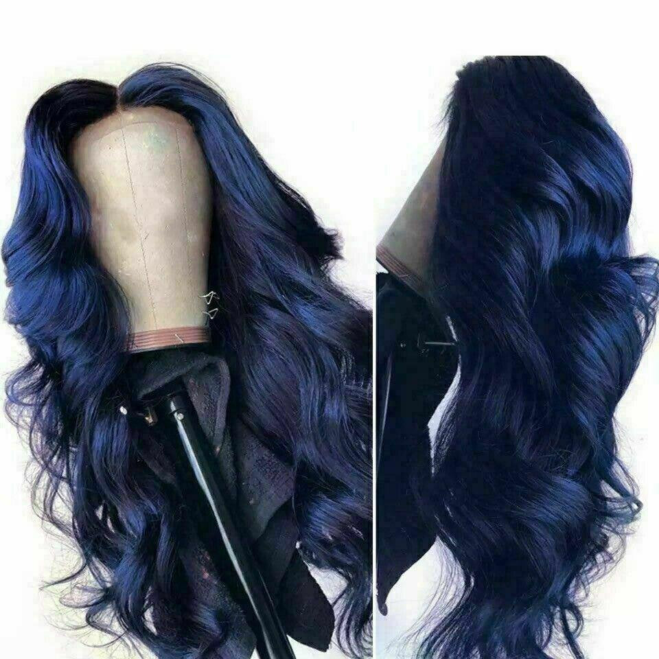 Royal Blue Colored Wavy Wigs 100% Human Hair – SULMY