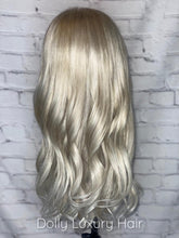 Load image into Gallery viewer, Luxury Ice Blonde Platinum White 100% Human Hair Swiss 13x4 Lace Front Glueless Wig Wavy U-Part, 360 or Full Lace Upgrade Available