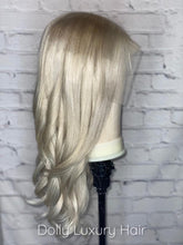 Load image into Gallery viewer, Luxury Ice Blonde Platinum White 100% Human Hair Swiss 13x4 Lace Front Glueless Wig Wavy U-Part, 360 or Full Lace Upgrade Available