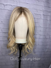 Load image into Gallery viewer, Luxury Light Ash Platinum Blonde Balayage Highlight 100% Human Hair Swiss 13x4 Lace Front Glueless Wig U-Part, 360 or Full Lace Upgrade Available