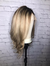Load image into Gallery viewer, Luxury Light Ash Honey Blonde Brown Balayage Highlight 100% Human Hair Swiss 13x4 Lace Front Wig U-Part, 360 or Full Lace Upgrade Available
