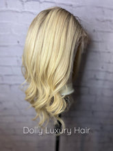 Load image into Gallery viewer, Luxury Light Ash Platinum Blonde Balayage Highlight 100% Human Hair Swiss 13x4 Lace Front Glueless Wig U-Part, 360 or Full Lace Upgrade Available