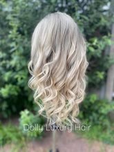 Load image into Gallery viewer, Luxury Light Ash Platinum Blonde Balayage Highlight 100% Human Hair Swiss 13x4 Lace Front Glueless Wig U-Part, 360 or Full Lace Upgrade Available