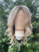 Load image into Gallery viewer, Luxury Light Ash Platinum Blonde Balayage Highlight 100% Human Hair Swiss 13x4 Lace Front Glueless Wig U-Part, 360 or Full Lace Upgrade Available