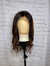 Load image into Gallery viewer, Luxury Caramel Mocha Brown Balayage Highlight 100% Human Hair Swiss 13x4 Lace Front Glueless Wig U-Part, 360 or Full Lace Upgrade Available