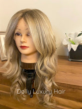 Load image into Gallery viewer, Luxury Balayage Highlight Ash Blonde 100% Human Hair Swiss 13x4 Lace Front Glueless Wig Wavy  U-Part, 360 or Full Lace Upgrade Available