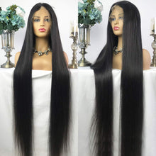 Load image into Gallery viewer, Luxury 30” 32” 34” 36” 38” 40” inches Natural Black #1B Virgin Human Hair Swiss 13x4 Lace Front Glueless Wig Human Straight Long
