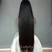 Load image into Gallery viewer, Luxury 30” 32” 34” 36” 38” 40” inches Natural Black #1B Virgin Human Hair Swiss 13x4 Lace Front Glueless Wig Human Straight Long