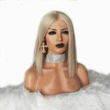 Load image into Gallery viewer, Luxury Platinum Blonde #60 Bob 100% Human Hair Swiss 13x4 Lace Front Glueless Wig Ash Human U-Part, 360 or Full Lace Upgrade Available